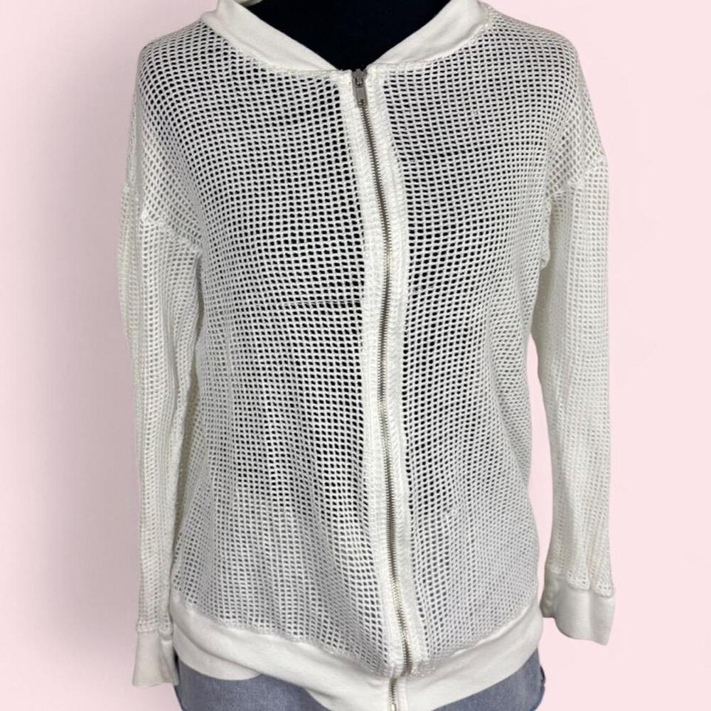 American Apparel Size Small white mesh zip up jacket grunge twee indie sleaze